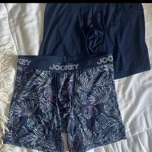 Jockey Navy Boxer Briefs with Multicolor Tropical Leaf Print